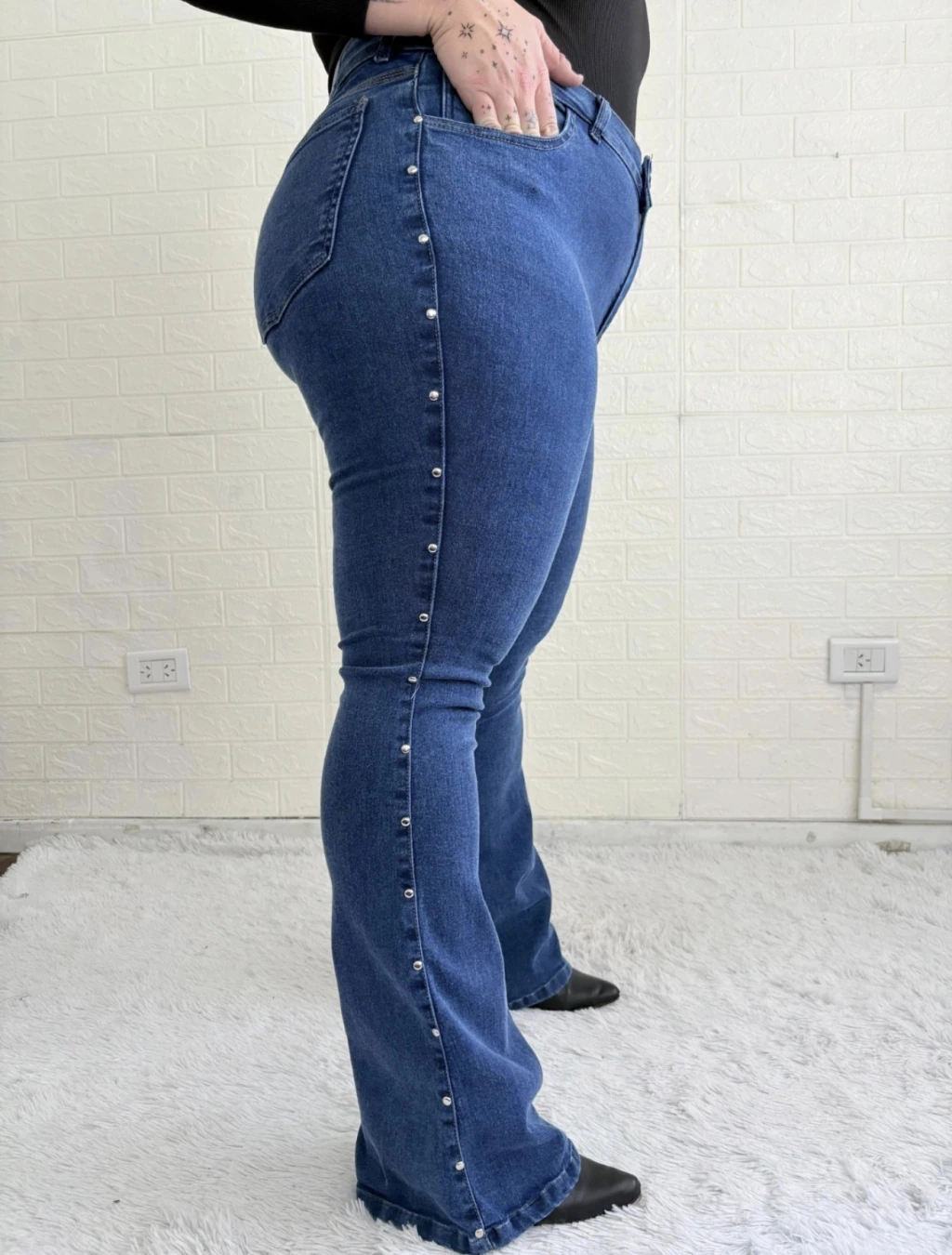 Oxford azul con tachas