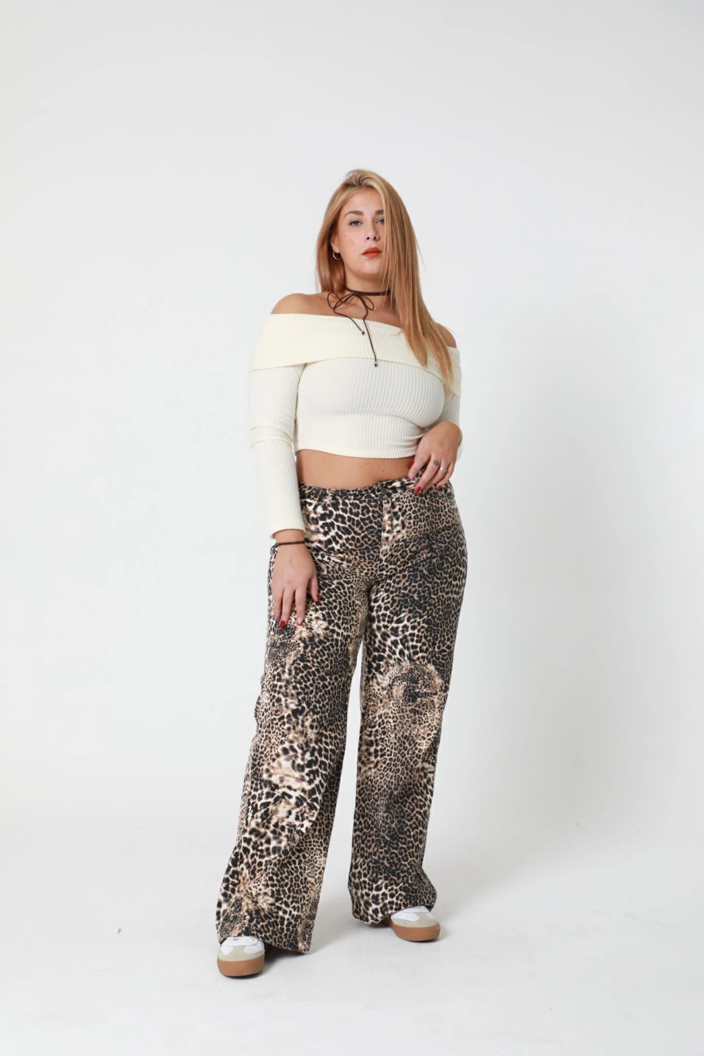 PANTALON WIDE LEG ANIMAL AFRA rigido