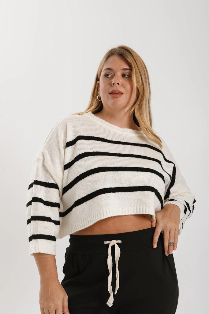 Sueter crop rayado