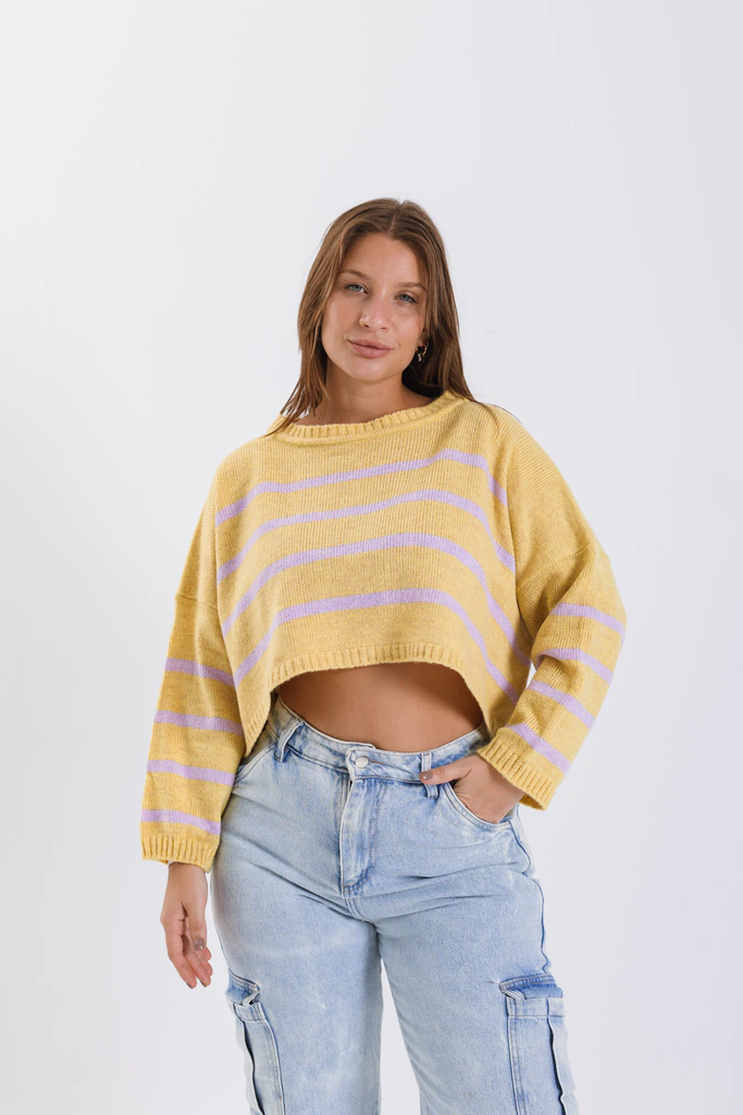 Sueter crop rayado