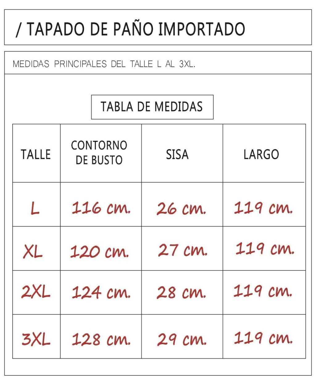 TAPADO IMPORTADO