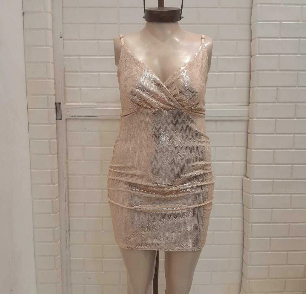 VESTIDO MICROFIBRA C/ LENTEJUELAS