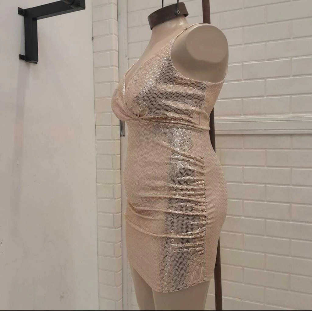 VESTIDO MICROFIBRA C/ LENTEJUELAS