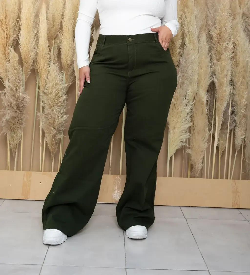 Wide leg verde militar cloe