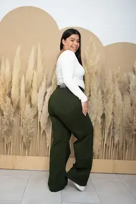 Wide leg verde militar cloe