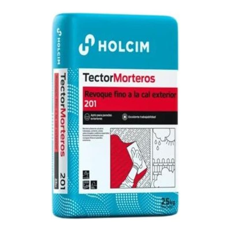 Revoque Tector Fino a la Cal Exterior Holcim x 25 Kg