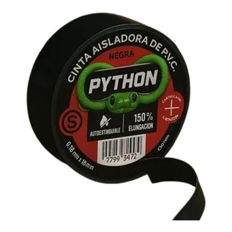 Python Cinta Aisladora Negra 10 Mt